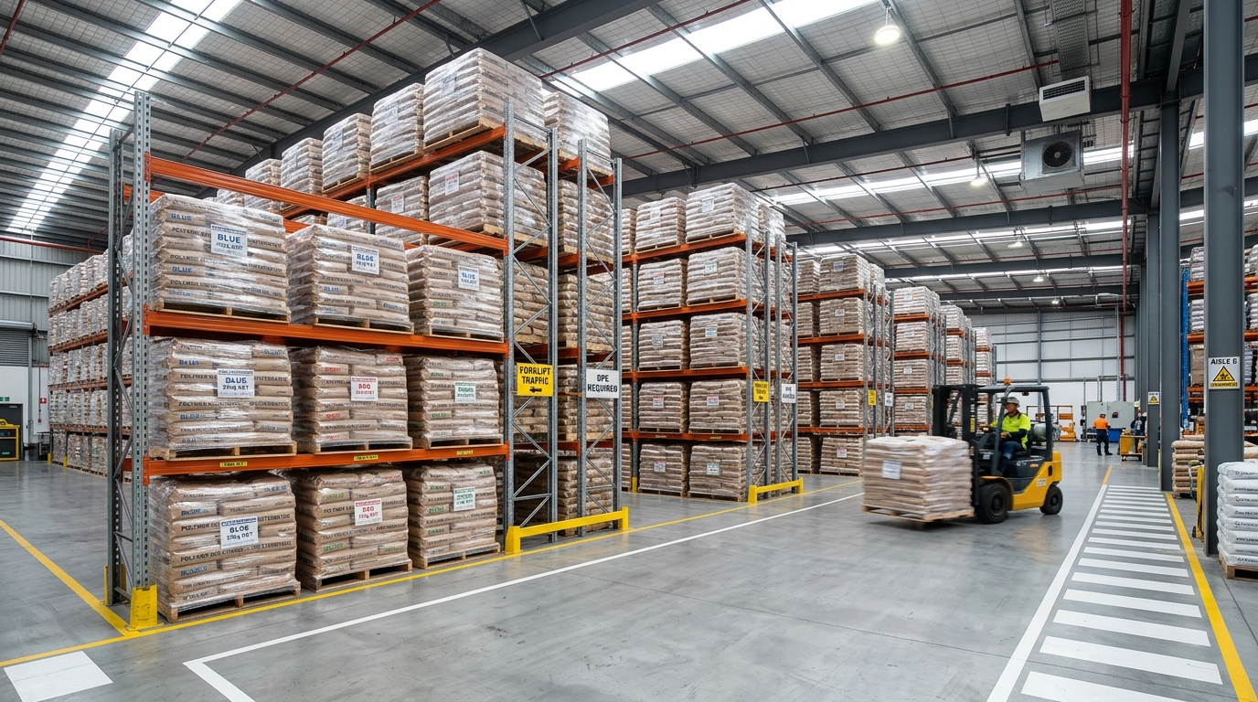Organized Masterbatch Pallet Warehouse at Pigmatix